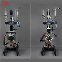 可升降旋轉(zhuǎn)雙層玻璃反應(yīng)釜 120度旋轉(zhuǎn)