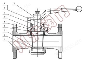 美标卡套软密封旋塞阀,结构图