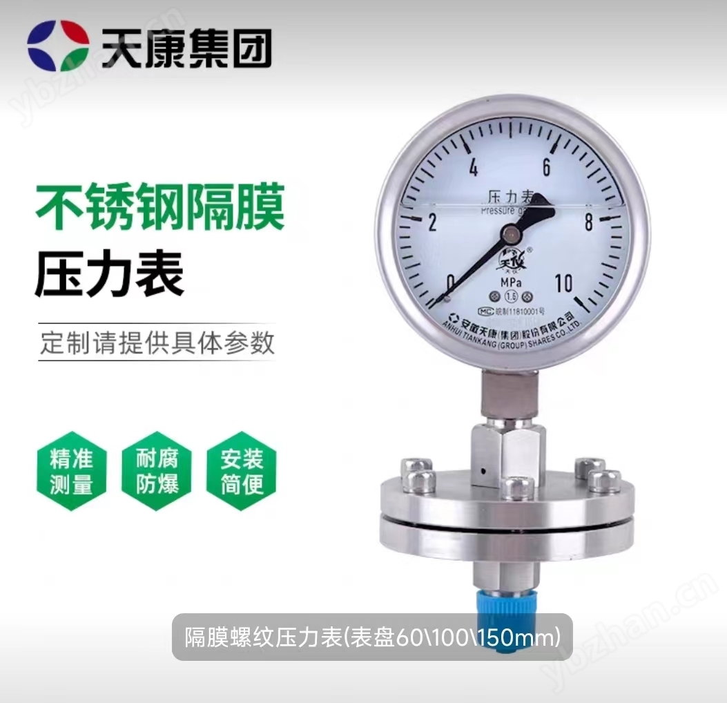 耐腐耐震膜片压力表